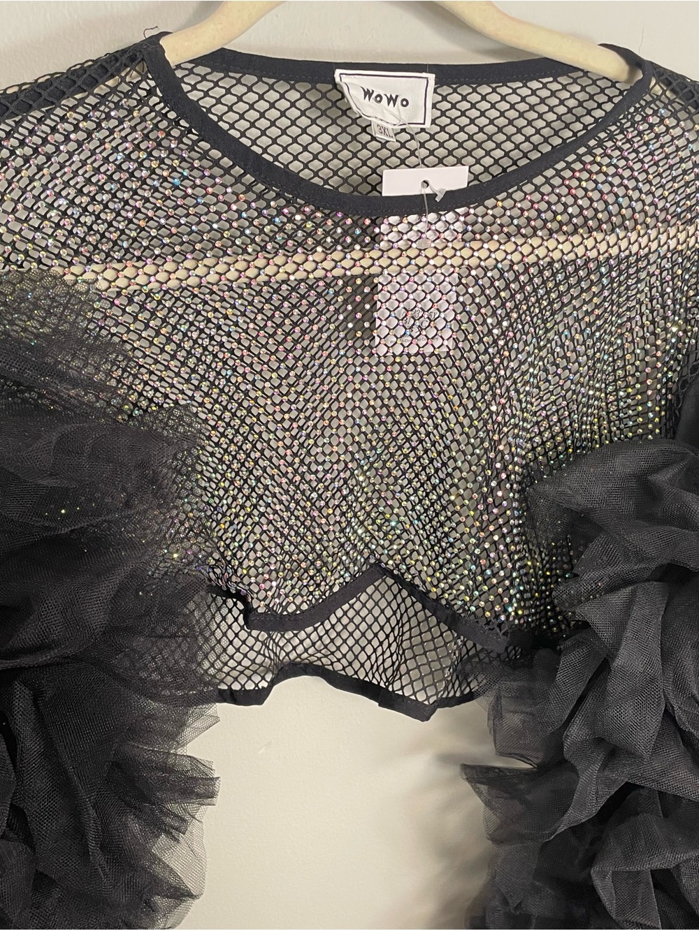 Black Ruffled Tulle Sleeve Bolero Shrug - Picture 2 of 2